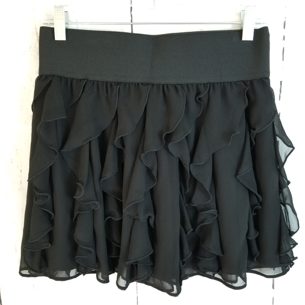 Express Design Studio Ruffle Skirt Sz S Black